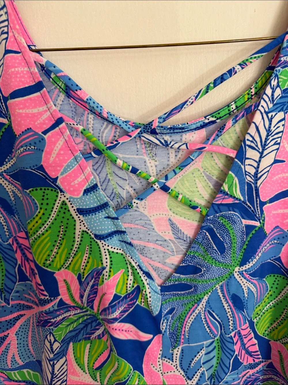 Lilly Pulitzer Kristen Dress XL Tropical Print Shift Dress - Blue, Pink & Green - Picture 6 of 7